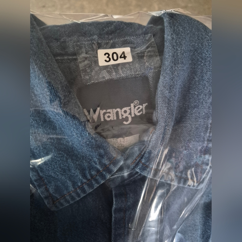 Wrangler Denim Pearl Snap Fringe Shirt Sz 16 Blue Watercolor Tie Dye Cowgirl - Picture 13 of 13